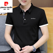 皮爾卡丹短袖T恤男棉夏季翻領(lǐng)polo體恤衫上衣服男士短袖男裝t恤打底衫 160黑色 XL （125-140斤）