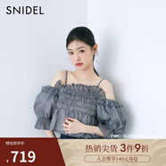 SNIDEL2025春夏甜美荷葉邊泡泡袖一字領(lǐng)露肩襯衫SWFB252032 格紋 均碼 (F)
