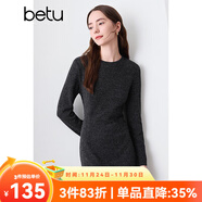 百圖betu女裝冬季新款連衣裙收腰顯瘦流蘇毛邊裙子女2410T94 深灰 XS