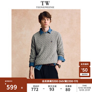 Teenie Weenie小熊男裝秋冬針織衫圓領(lǐng)絞花毛衣男女同款毛衣多巴胺穿搭秋裝羊毛 灰色 M