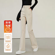 ONEBUYE【新品】微喇保暖休閑褲女冬款時(shí)尚軟糯高腰毛呢長(cháng)褲25080305 杏色 26