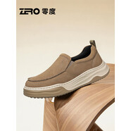 零度休閑皮鞋男鞋冬季新款防滑輕便真皮樂(lè )福鞋男軟底懶人一腳蹬豆豆鞋 卡其色【標準皮鞋碼】 38 (240mm)