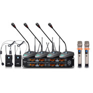 獅樂(lè )U段一拖八調頻會(huì )議話(huà)筒 SH24鵝頸領(lǐng)夾頭戴耳麥K歌無(wú)線(xiàn)麥克風(fēng) 主機+4只鵝頸+2只手持+2只耳麥
