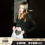 金羽杰25.2%桑蠶絲V領(lǐng)長(cháng)袖針織開(kāi)衫女短款春夏季修身打底小衫S232CR346Y