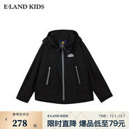 E·LAND KIDS衣戀夏季新品男女童時(shí)尚休閑連帽拉鏈夾克外套 Black黑色/19 120 cm