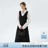 范思藍恩范思藍恩輕奢老錢(qián)梯形深v領(lǐng)口背心連衣裙女冬季2024新款內搭疊穿 黑色 S