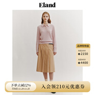 ELAND衣戀小奶羔毛衣女POLO領(lǐng)短款絞花含綿羊毛2025早秋新款 粉色(25)Pink S 160