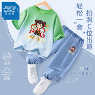 真維斯男童套裝夏裝敖丙兒童服裝哪吒純棉短袖t恤牛仔防蚊褲子時(shí)髦童裝 【吊染短袖+天絲防蚊褲】19 150 【推薦體重68-80斤】