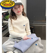 G.DUCKKIDS女童2025中大童新款一體絨加厚兒童毛衣修身洋氣針織打底衫公主風(fēng) 米白色 110