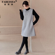 法貝莎品牌連衣裙女裝2025秋冬季羊毛背心裙寬松大碼小個(gè)子毛呢a字裙子 灰色背心裙+黑色打底衫 L 115-125斤