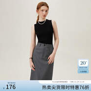 范思藍恩無(wú)袖疊穿針織背心女春裝2024新款內搭打底衫24FS11036 黑色 XL