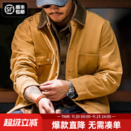 馬登工裝密歇根夾克男美式復古重磅帆布獵裝外套男士短款翻領(lǐng)上衣春秋 姜黃色 【修身版型】 XL
