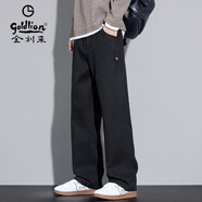 GOLDLION G+金利來(lái)闊腿牛仔褲男士2025秋季新款潮牌寬松直筒男裝秋冬休閑運動(dòng) FK_3507黑色 【品質(zhì)升級5.0】 3XL