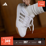 adidas ENTRAP美式校園風(fēng)運動(dòng)少年感復古籃球風(fēng)板鞋男女阿迪達斯 白/金色   37