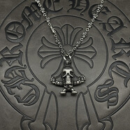 克羅心配飾泰銀復古經(jīng)典FOTI骷髏人吊墜項鏈感毛衣鏈朋克嘻哈 CX157+十字花鏈