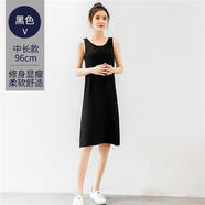 吊帶背心裙女夏外穿中長款連衣裙無袖內搭打底裙寬松A字裙 黑色中長款 L 100-120斤