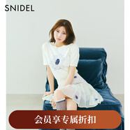 SNIDEL2025秋冬新品甜美高腰花朵印花半身裙百褶短裙SWFS254334 黃色 M (1)