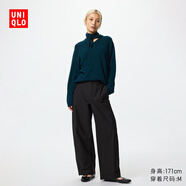 優(yōu)衣庫女裝針織廓形長(cháng)褲/彎刀鐮刀褲子483722 482287 482287/09黑色 S