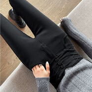 黑色褲子女秋冬季加絨2025年新款排扣高腰打底褲女外穿緊身小黑褲 三排扣黑色九分褲（春秋款） 適合身高155左右 S  適合體重95斤以下