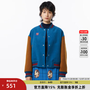 幻走（MOVEUP）2024冬季新款.FUN系列棒球領(lǐng)撞色拼接章仔短款外套女 水淵藍 M