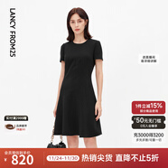 朗姿【三醋酸Basic衣櫥】休閑連衣裙夏季新款裙子高級感明星同款 黑色 L 165/84A