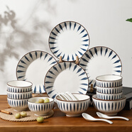 億嘉（IJARL） 餐具套裝中式陶瓷碗盤(pán)碟套裝碗具高溫瓷釉下彩禮盒 蘭草20件套