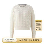 ELAND衣戀毛衣女夏日棉花糖變形絞花長(cháng)袖上衣25秋新款 象牙白EEKWF4TE01 L