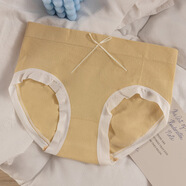 馨蔓莉獨立包裝日系甜美女內褲棉襠女士中腰三角褲薄款透氣柔軟提臀收腹 芥末綠 均碼