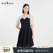 謎底中長(cháng)款針織衫短袖女夏季新款V領(lǐng)拼接毛織232MZ0876 黑色 S