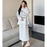 奈卡圖孕婦連衣裙套裝春秋2025新款韓版感圖案印花衛衣半身裙兩件套 圖片色套裝 XL