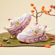 B.Duck小黃鴨兒童運動(dòng)鞋冬季男女童潮鞋短絨保暖二棉跑鞋3044A粉紫27