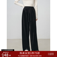 自巧小個(gè)子赫本風(fēng)絲絨休閑褲2024秋冬新款小黑裙高腰顯瘦半身裙 謐黑色褲子 S (3碼)