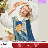 兩三事梵高馬甲針織背心女春季慵懶風(fēng)疊穿毛衣v領(lǐng)顯瘦上衣 圣雷米 綠色-y S