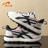 貴人鳥(niǎo)男鞋復古跑鞋休閑鞋厚底緩震革面運動(dòng)老爹鞋 鷺白/深藍 40