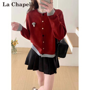 拉夏貝爾（La Chapelle）針織衫毛衣外套女2025秋冬新款時(shí)尚韓系針織開(kāi)衫外套小個(gè)子上衣潮 紅色 S