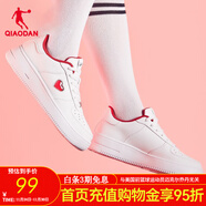 喬丹QIAODAN板鞋新款情侶愛(ài)心百搭小白鞋學(xué)生休閑運動(dòng)鞋男鞋女鞋 白色/體育紅-女款 37