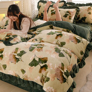 繡尚佳品2025新款花邊牛奶絨四件套公主風(fēng)冬季加厚珊瑚絨被套床單2025新款 【A類(lèi)母嬰級 加厚牛奶絨】 床單款 1.5m床四件套-適合200x230被子