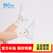 361°兒童板鞋男童六一小白鞋輕便魔術(shù)貼耐磨底女童滑板鞋小童板鞋男女 【四季款】361度白/甜心粉色 35