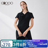 G2000【酷爽面料】G2000女2025年春季新款V領(lǐng)蝴蝶結潮流氣質(zhì)包臀連身裙 黑色/99 XS /32