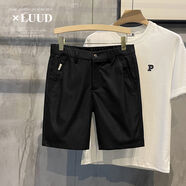 復古英倫風(fēng)男士中褲修身純色西裝褲透氣涼爽百搭休閑短褲子 黑色 40 2895斤