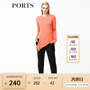 PORTSPorts寶姿女裝 新品不規則下擺純色長(cháng)袖毛衣LV9K418DXF003 橙色 XS