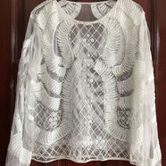 現寶蓮韓國風(fēng)格高端女裝上衣重工釘珠百微透視t上衣亮片甜美搭長(cháng) 白色 白色 均碼 均碼