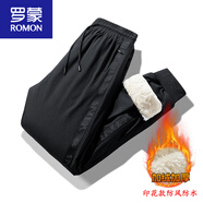 羅蒙（ROMON）棉褲男外穿冬季防風(fēng)防水羊羔絨東北零下40度滑雪保暖加絨加厚褲子 黑色 束腳印花款A373防水 XL