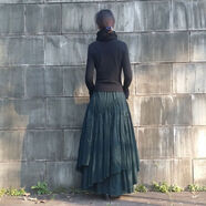 赤壁素心自制民族風(fēng)長(cháng)裙春秋超長(cháng)超大擺女裝燈芯絨半身裙 墨綠色 L L92長(cháng)