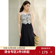 獨束大碼女裝【雙款可選】新中式拼接提花顯瘦連衣裙姐妹國風(fēng)裝潮 水墨-吊帶裙 4XL (尺碼：6)