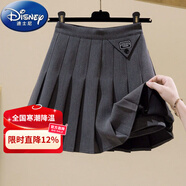 迪士尼（Disney）女童百褶裙JK裙子洋氣2025新款春夏秋冬季學(xué)院風(fēng)兒童aA字半身裙潮 灰色半身短裙【西裝面料】 160 碼 建議身高150cm