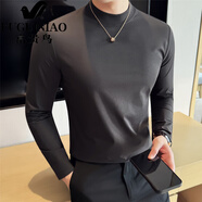 富貴鳥(niǎo)（FUGUINIAO）感半高領(lǐng)長(cháng)袖T恤男秋冬新款親膚內搭修身彈力純色中領(lǐng)打底衫 灰色 M