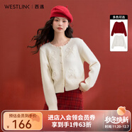 西遇（Westlink）甜美立體蝴蝶結針織開(kāi)衫女2025冬季新款花邊圓領(lǐng)軟糯毛衣外套 白色 付款20天發(fā)貨 M 付款20天發(fā)貨