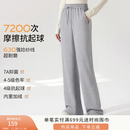 香影【加絨抗起球】直筒闊腿褲女高腰2025秋冬新款長(cháng)褲寬松糯米褲 灰色 M