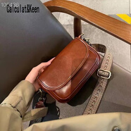 CALCULAT&KEENck女包真皮女包植鞣頭層牛皮手工擦色女士單肩斜挎皮小方包 深棕色【女神節禮物 代寫(xiě)賀卡】 23*15*9【女神節禮物 代寫(xiě)賀卡】